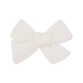 Linen cotton white bow hair clip for children featuring a natural woven fabric texture - White Style (1)