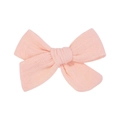 Linen cotton bow hair clip in soft pink for kids with detailed fabric texture - Light Pink Style (3)
