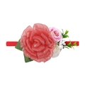 Fascia elastica per neonati con rosa in rete rossa e foglie verdi su sfondo bianco puro - Stile Rosa in Mesh Rossa (7)