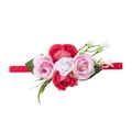 Fascia elastica neonato con rose di seta rosa e rosse con foglie verdi su rosso - Stile Combinato Rosa Rossa Bianca E Rosa (8)
