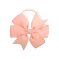 Light pink grosgrain ribbon bow hair tie for girls with textured multi-layer design - Light Pink