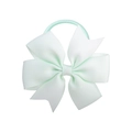 Mint green grosgrain ribbon bow hair tie for girls with elegant layered fishtail design - Mint Green