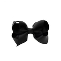 Handcrafted black grosgrain ribbon hair bow clip with classic double layer design - Black