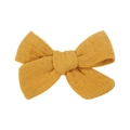 Mustard yellow bow hair clip for children crafted from soft cotton linen fabric - Mustard Yellow Style (9)