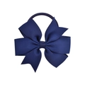 Elastico per capelli per bambine con fiocco in nastro grosgrain blu scuro - Blu scuro