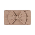 Fascia elastica in nylon per neonati con un grande fiocco largo color cammello - 056 Colore Tè Al Latte
