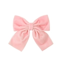 Pinza para el pelo de terciopelo rosa con lazo para niñas y textura suave y elegante - Rosa (8)