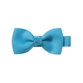 Sky blue grosgrain ribbon bow hair clip for children with high quality textured fabric - Light Blue (7)