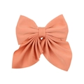 Large coral peach bow hair clip in Morandi tone with elegant layered fabric texture - Coral Pink