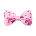 Pink ribbon bow hair clip for girls with glittery unicorn and stars pattern - Pink Unicorn Style (10)