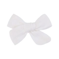 White linen bow hair clip for toddlers featuring high-quality breathable fabric - White Grid Style (13)
