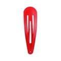 Classic glossy red metal teardrop snap hair clip with minimalist paint finish - Bright Red