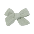 Linen sage green bow hair clip for babies with textured fabric and ribbon design - Sage Green Style (14)