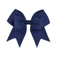 Dark blue grosgrain ribbon bow hair clip with dovetail ends for girls' ponytail - Navy Blue (1)