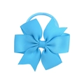 Sky blue grosgrain ribbon bow hair tie with high elastic band for girls - Sky Blue