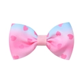 Pink and blue gradient JOJO bow hair clip with dark pink heart patterns and glitter - Heart Gradient Style (13)