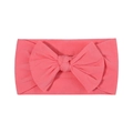 Fascia elastica rosa corallo per neonati con grande fiocco in maglia a coste morbida - 036 Arancione Rosa