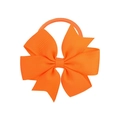 Bright orange grosgrain ribbon bow hair tie with durable elastic band for girls - Orange