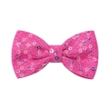 Barrette pour fille avec un nœud rose vif pailleté et des sequins irisés brillants - Style Maille Paillettes Rose (15)