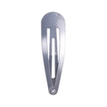 Minimalist silver metal water drop BB hair clip with textured metallic lacquer finish - Silver Gray