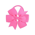 Pink grosgrain ribbon bow hair tie with elastic band for girls' daily hairstyling - Pink