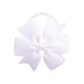 Handmade white grosgrain ribbon fishtail bow hair tie for girls with elastic band - White