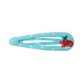 Fermaglio per capelli azzurro con ciliegie e pois bianchi, finitura color caramella - Stile Ciliegia Pois Blu Chiaro(7)