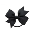 Coletero con lazo doble negro de cinta grosgrain para niñas con banda elástica - Paquete de 40 / Negro (4)