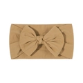 Fascia elastica in nylon per neonati con grande fiocco beige scuro e fascia morbida - 057 Marrone Chiaro
