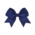 Mini navy blue grosgrain ribbon bow hair clip for baby girls in a solid color finish - Navy Blue (1)