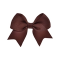 Classic brown grosgrain ribbon bow hair clip for babies with high quality ribbed texture - Brown (3)