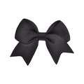 Mini black grosgrain ribbon bow hair clip for baby girls with classic ribbed texture - Black (4)