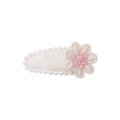 Mini floral crochet hair clip for kids with cream fabric cover and pink flower detail - Beige Crochet Flower (10)