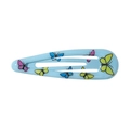 Barrette goutte d'eau bleu clair pour enfants avec motifs papillons colorés sur métal - Style Papillon Bleu Pâle (17)