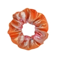 Chouchou en tissu laser orange avec points dorés métalliques et texture plissée élastique - Paillettes Orange Métallique (19)