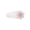 Mini floral hair clip with white crochet sunflower and light purple center on BB clip - Lavender Crochet Flower (11)
