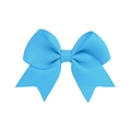 Sky blue grosgrain ribbon bow hair clip for babies with a classic double-wing design - Light Blue (7)