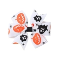 Pinza para pelo de Halloween con cinta blanca, calabazas naranjas y fantasmas negros - Estilo Calabaza Fantasma Blanco (2)