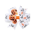 Lazo para el pelo de Halloween con estampados de calabaza y dulces en cinta blanca - Estilo Trick or Treat Blanco Naranja (3)