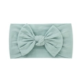 Fascia per neonati verde menta in maglia a coste con grande fiocco fatto a mano - 062 Blu-verde