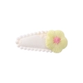 Mini barrette BB pour enfant avec fleur tricotée jaune et base blanche brodée - Fleur Jaune Étamine Rose (2)
