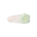 Mini barrette BB en tissu crème avec broderie de tournesol vert élégante - Fleur Brodée Vert Clair (4)