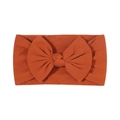Fascia elastica per neonati con fiocco grande in maglia a coste color arancio caramello - 065 Marrone Rossiccio