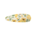Pince à cheveux fleurie pour bébé avec motif de tournesol jaune sur tissu crème - Style 9