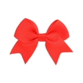 Mini red grosgrain ribbon bow hair clip for babies and little girls in solid color - Red (12)