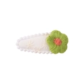 Mini floral embroidery BB hair clip for girls featuring green and pink stitched flowers - Green and Pink Embroidery (1)