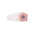 Pink embroidered sunflower hair clip with white wavy fabric base for children - Pink Embroidered Flower (3)