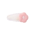 Mini hair clip with white fabric base and pink crochet flower detail for girls - Pink Crochet Flower (5)