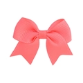 Mini coral pink grosgrain ribbon bow hair clip with swallowtail ends for baby girls - Pink (15)