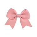Pink grosgrain ribbon bow hair clip for babies and girls with minimalist ribbed texture - Pale Pink (16)